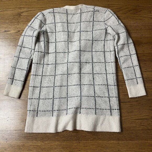 Madewell Ryder Cardigan Women XS Merino Wool Alpaca Blend Windowpane Open Duster - Picture 2 of 11
